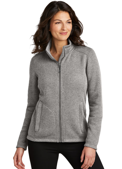 Port Authority® Women's Arc Sweater Fleece Jacket L428 - Deep Smoke Heather | Port Authority