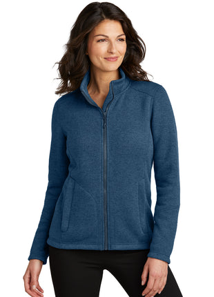 Port Authority® Women's Arc Sweater Fleece Jacket L428 - Insignia Blue Heather | Port Authority