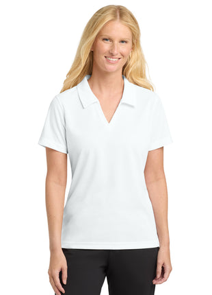 Sport-Tek® Women's Dri-Mesh® V-Neck Polo.  L469 - White | Sport-Tek