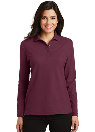 Port Authority® Women's Silk Touch™ Long Sleeve Polo.  L500LS - Burgundy | Port Authority