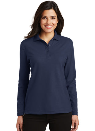 Port Authority® Women's Silk Touch™ Long Sleeve Polo.  L500LS - Navy | Port Authority