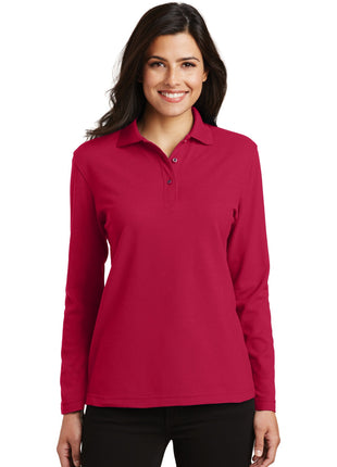 Port Authority® Women's Silk Touch™ Long Sleeve Polo.  L500LS - Red | Port Authority