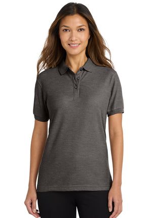 Port Authority® Women's Silk Touch™ Polo.  L500 - Charcoal Heather Grey | Port Authority