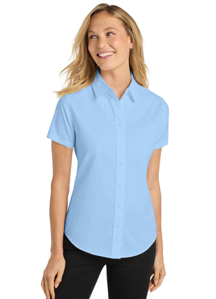 Port Authority® Women's Short Sleeve Easy Care  Shirt.  L508 - Light Blue/ Light Stone | Port Authority