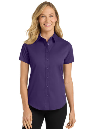 Port Authority® Women's Short Sleeve Easy Care  Shirt.  L508 - Purple/ Light Stone | Port Authority