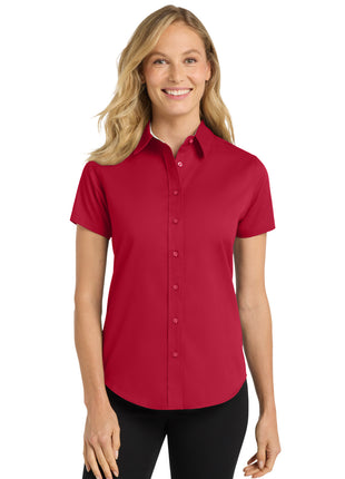 Port Authority® Women's Short Sleeve Easy Care  Shirt.  L508 - Red/ Light Stone | Port Authority
