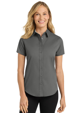 Port Authority® Women's Short Sleeve Easy Care  Shirt.  L508 - Steel Grey/ Light Stone | Port Authority