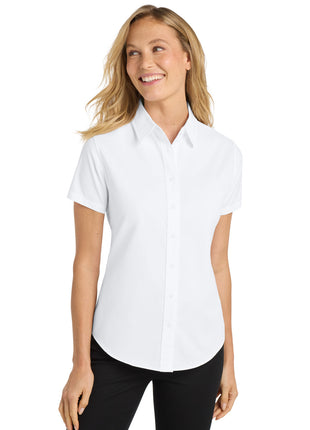 Port Authority® Women's Short Sleeve Easy Care  Shirt.  L508 - White/ Light Stone | Port Authority