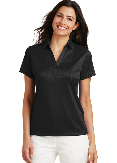 Port Authority® Women's Performance Fine Jacquard Polo. L528 - Black | Port Authority