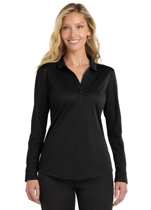 Port Authority ® Women's Silk Touch ™  Performance Long Sleeve Polo. L540LS - Black | Port Authority