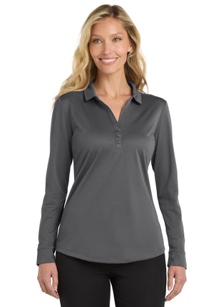 Port Authority ® Women's Silk Touch ™  Performance Long Sleeve Polo. L540LS - Steel Grey | Port Authority