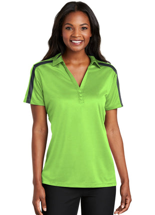 Port Authority® Women's Silk Touch™ Performance Colorblock Stripe Polo. L547 - Lime/ Steel Grey | Port Authority