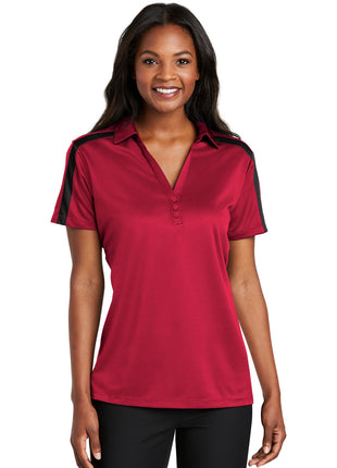 Port Authority® Women's Silk Touch™ Performance Colorblock Stripe Polo. L547 - Red/ Black | Port Authority