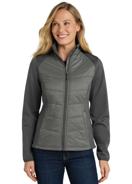 Port Authority® Women's Hybrid Soft Shell Jacket. L787 - Smoke Grey/ Grey Steel | Port Authority