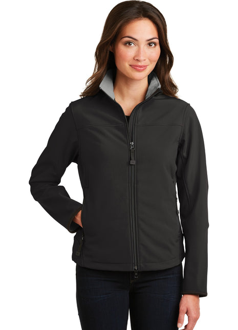 Port Authority® Women's Glacier® Soft Shell Jacket.  L790 - Black/ Chrome | Port Authority