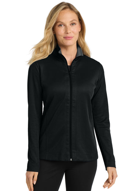 Port Authority® Women's Vertical Texture Full-Zip Jacket. L805 - Black/ Iron Grey | Port Authority