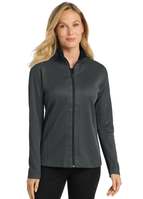 Port Authority® Women's Vertical Texture Full-Zip Jacket. L805 - Iron Grey/ Black | Port Authority