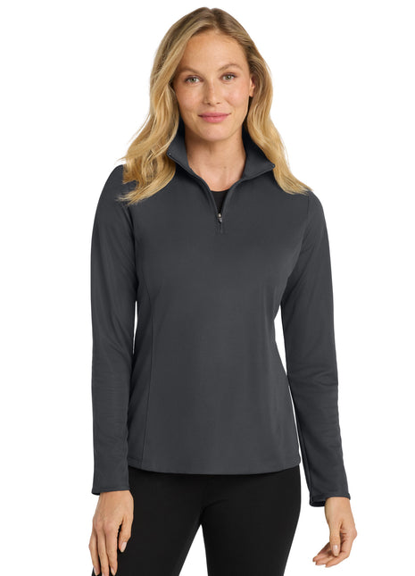Port Authority® Women's Pinpoint Mesh 1/2-Zip . L806 - Battleship Grey | Port Authority