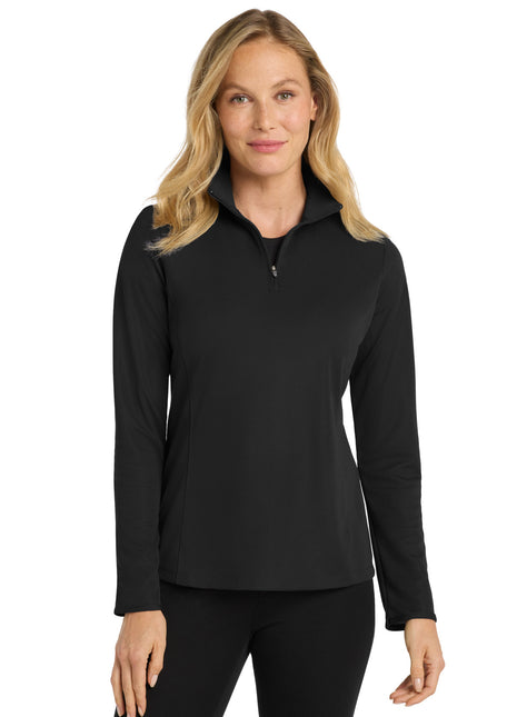 Port Authority® Women's Pinpoint Mesh 1/2-Zip . L806 - Black | Port Authority