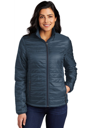 Port Authority® Women's Packable Puffy Jacket L850 - Regatta Blue/ River Blue Navy | Port Authority