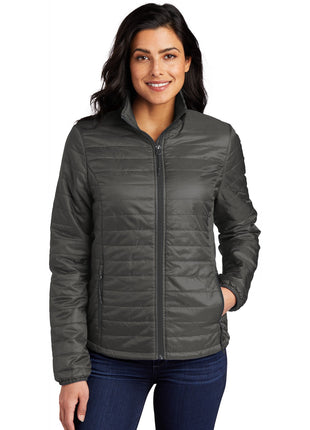 Port Authority® Women's Packable Puffy Jacket L850 - Sterling Grey/ Graphite | Port Authority