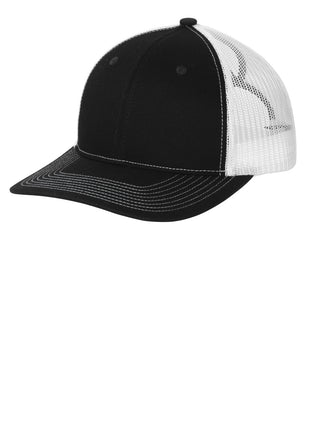 Port Authority® Snapback Ponytail Trucker Cap LC401 - Black/ White | Port Authority