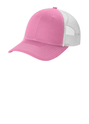 Port Authority® Snapback Ponytail Trucker Cap LC401 - True Pink/ White | Port Authority