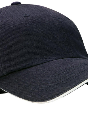 Port Authority® Sandwich Bill Cap with Striped Closure.  C830 - Classic Navy/ White | Port Authority