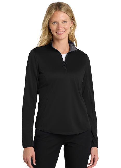 Port Authority ® Women's Silk Touch ™ Performance 1/4-Zip LK584 - Black/ Steel Grey | Port Authority
