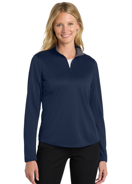Port Authority ® Women's Silk Touch ™ Performance 1/4-Zip LK584 - Navy/ Steel Grey | Port Authority