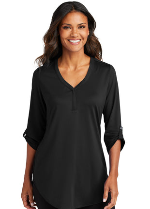Port Authority® Women's City Stretch 3/4-Sleeve Tunic LK6840 - Black | Port Authority