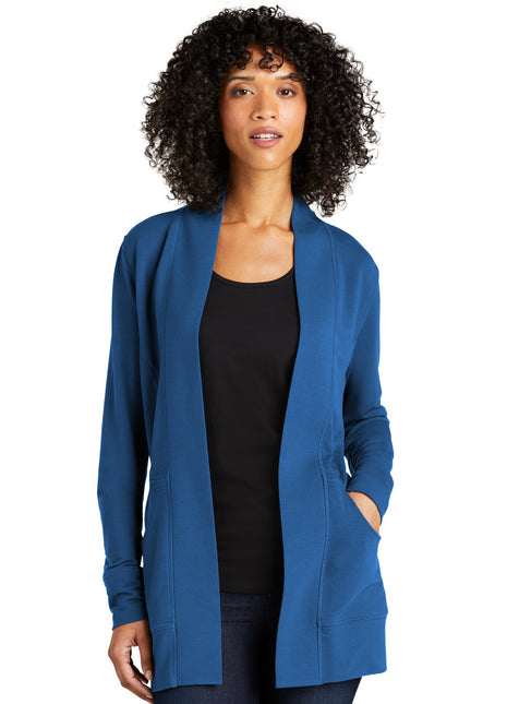Port Authority® Women's Microterry Cardigan LK825 - Aegean Blue | Port Authority