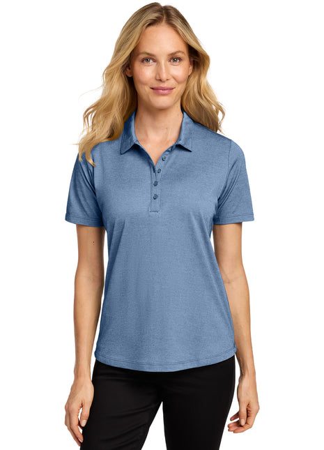 Port Authority® Women's Fine Pique Blend Polo LK830 - Aegean Blue Heather | Port Authority