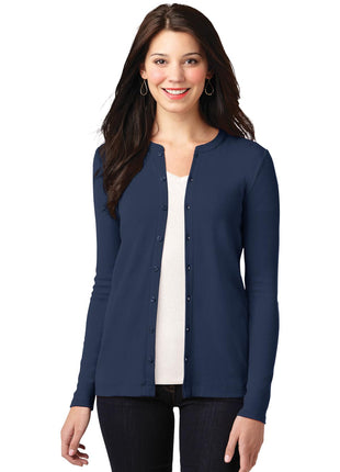 Port Authority® Women's Concept Stretch Button-Front Cardigan. LM1008 - Dress Blue Navy | Port Authority