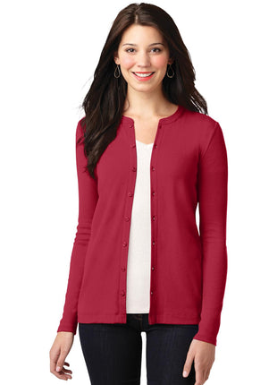 Port Authority® Women's Concept Stretch Button-Front Cardigan. LM1008 - Rich Red | Port Authority