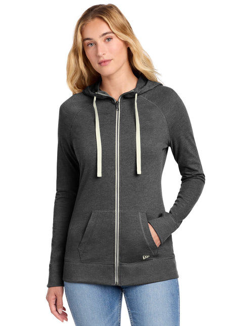 New Era® Women's Sueded Cotton Blend Full-Zip Hoodie. LNEA122 - Black Heather | New Era