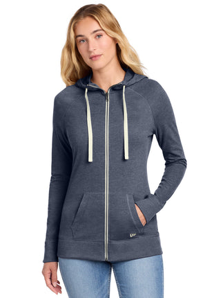 New Era® Women's Sueded Cotton Blend Full-Zip Hoodie. LNEA122 - True Navy Heather | New Era