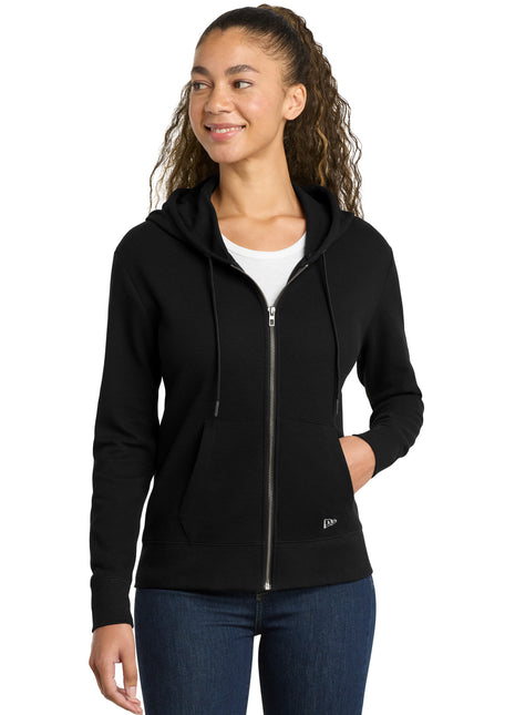New Era® Women's Thermal Full-Zip Hoodie LNEA141 - Black | New Era