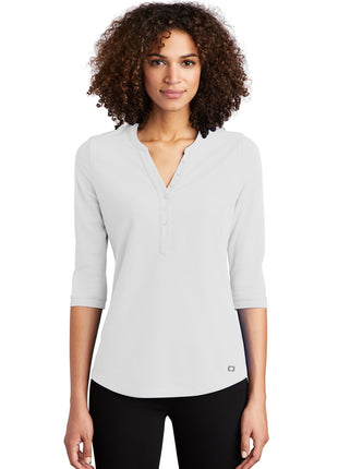 OGIO® Women's Jewel Henley LOG104 - Bright White | OGIO