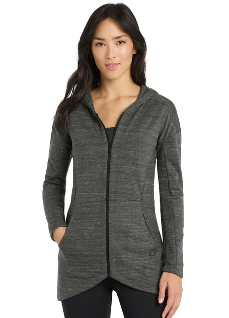 OGIO® Women's Flux Full-Zip Hoodie LOG823 - Tarmac Grey Heather | OGIO