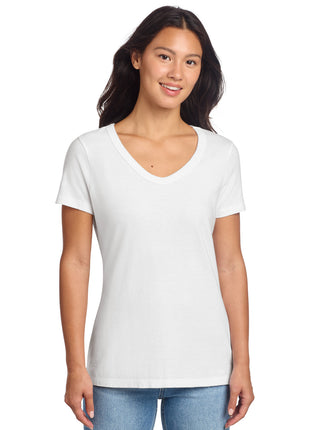 Port & Co™ Women's Beach Wash® Garment-Dyed V-Neck Tee LPC099V - White | Port & Co