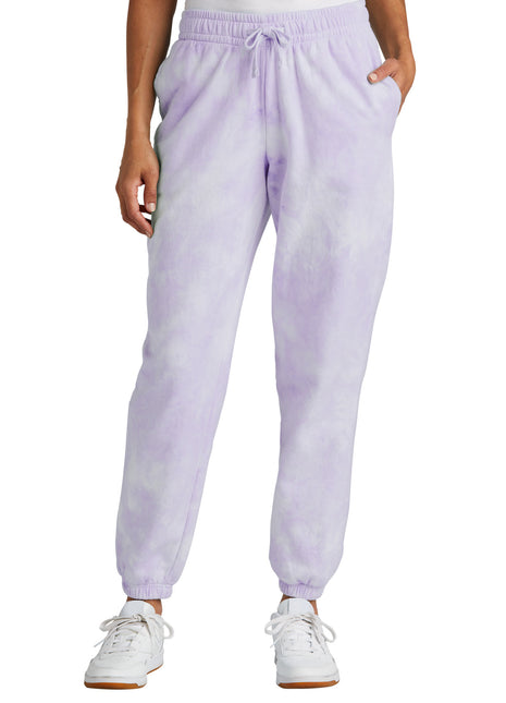 Port & Co™ Women's Beach Wash® Cloud Tie-Dye Sweatpant LPC140P - Amethyst | Port & Co