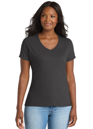 Port & Co™ Women's Performance Blend V-Neck Tee. LPC381V - Charcoal | Port & Co