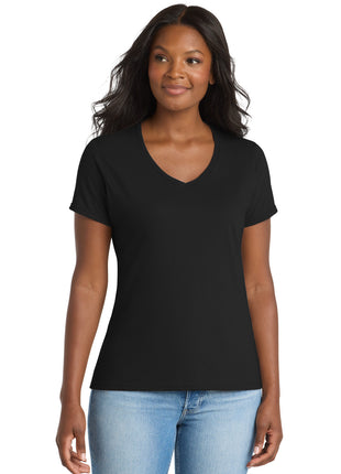 Port & Co™ Women's Performance Blend V-Neck Tee. LPC381V - Jet Black | Port & Co