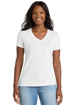 Port & Co™ Women's Performance Blend V-Neck Tee. LPC381V - White | Port & Co