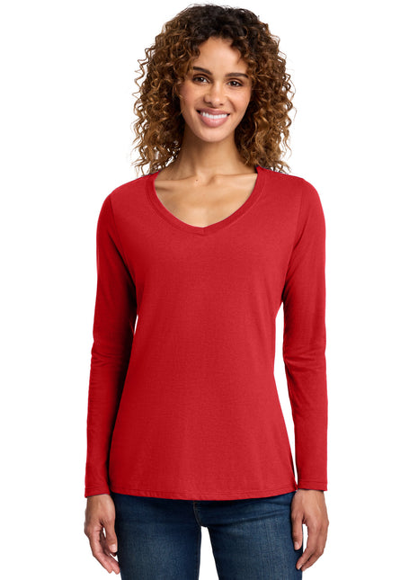 Port & Co™ Women's Long Sleeve Fan Favorite V-Neck Tee. LPC450VLS - Bright Red | Port & Co