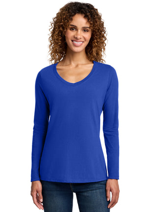 Port & Co™ Women's Long Sleeve Fan Favorite V-Neck Tee. LPC450VLS - True Royal | Port & Co