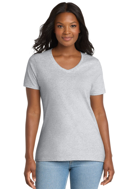 Port & Co™ Women's Core Cotton V-Neck Tee. LPC54V - Ash | Port & Co