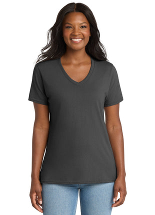 Port & Co™ Women's Core Cotton V-Neck Tee. LPC54V - Charcoal | Port & Co