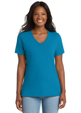 Port & Co™ Women's Core Cotton V-Neck Tee. LPC54V - Neon Blue | Port & Co